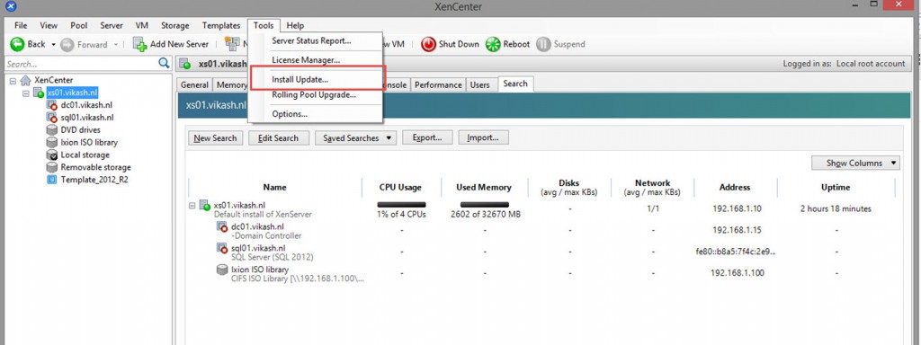 update XenServer 6.5 host with SP1