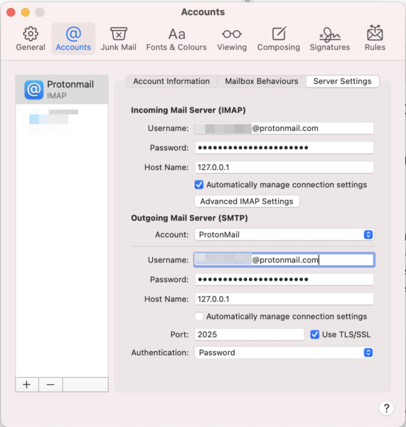 protonmail mac mail server