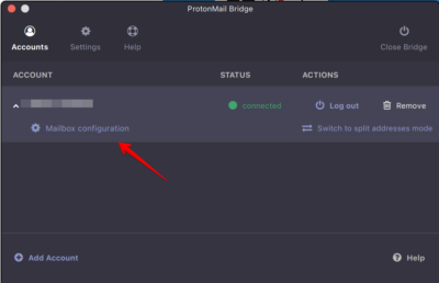 ProtonMail Bridge SMTP config with Apple Mail on macOS Big Sur - ProtonMail Bridge main window